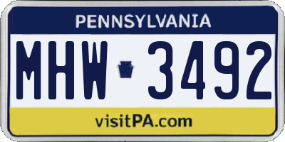 PA license plate MHW3492