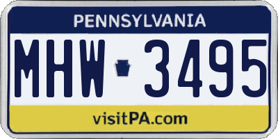 PA license plate MHW3495