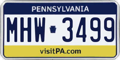 PA license plate MHW3499