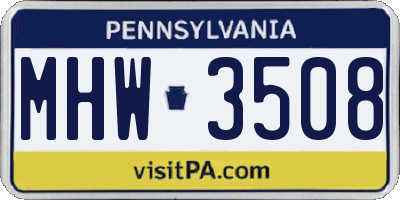 PA license plate MHW3508