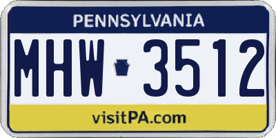 PA license plate MHW3512