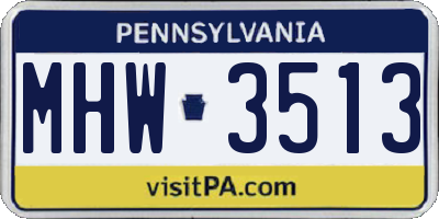 PA license plate MHW3513