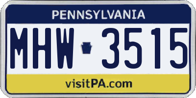 PA license plate MHW3515