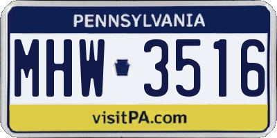 PA license plate MHW3516