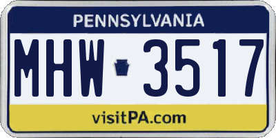 PA license plate MHW3517