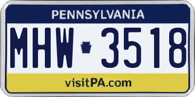 PA license plate MHW3518
