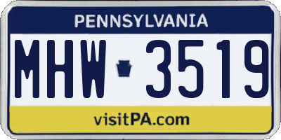 PA license plate MHW3519