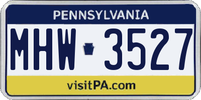 PA license plate MHW3527