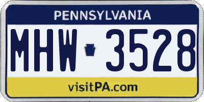 PA license plate MHW3528