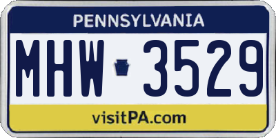 PA license plate MHW3529