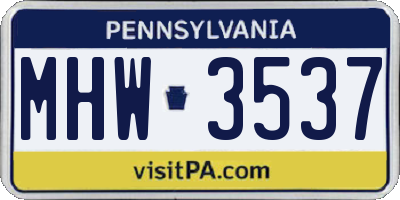 PA license plate MHW3537