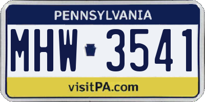 PA license plate MHW3541