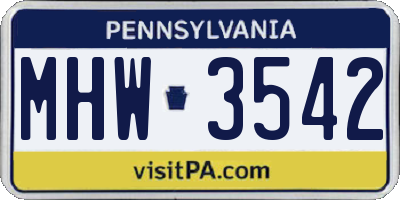 PA license plate MHW3542
