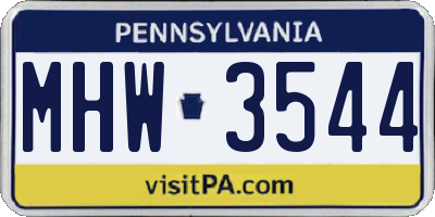 PA license plate MHW3544