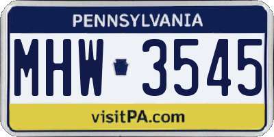 PA license plate MHW3545