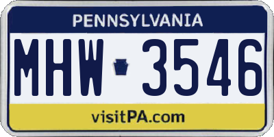 PA license plate MHW3546