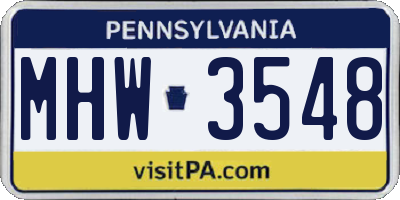 PA license plate MHW3548