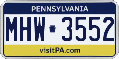 PA license plate MHW3552