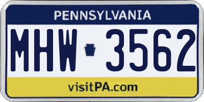PA license plate MHW3562