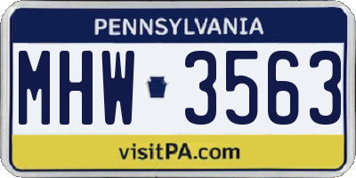 PA license plate MHW3563