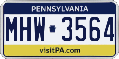 PA license plate MHW3564