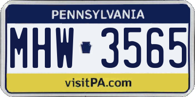 PA license plate MHW3565