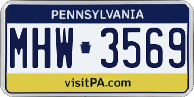 PA license plate MHW3569
