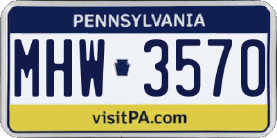 PA license plate MHW3570