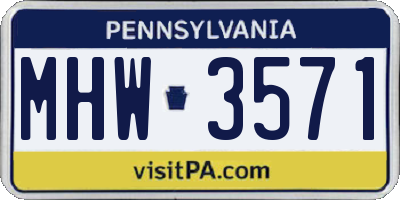 PA license plate MHW3571