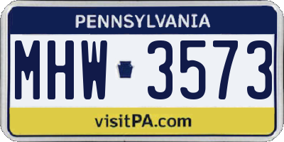 PA license plate MHW3573