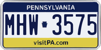 PA license plate MHW3575