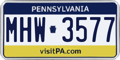 PA license plate MHW3577