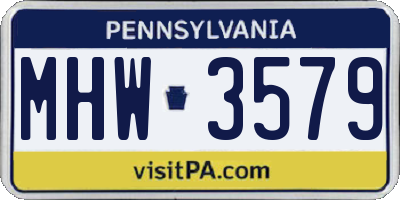 PA license plate MHW3579