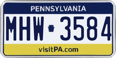 PA license plate MHW3584