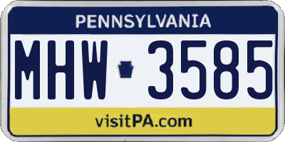 PA license plate MHW3585