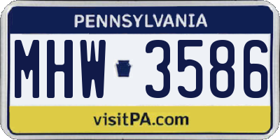 PA license plate MHW3586