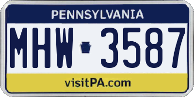PA license plate MHW3587