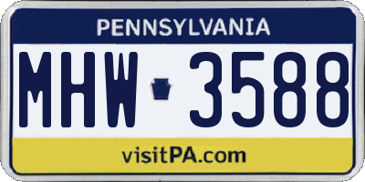 PA license plate MHW3588