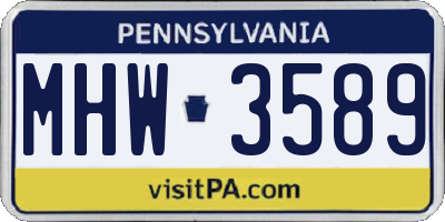 PA license plate MHW3589