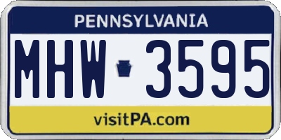 PA license plate MHW3595