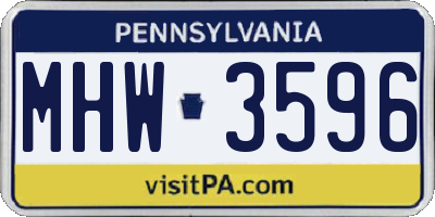 PA license plate MHW3596