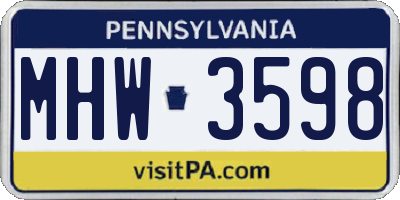 PA license plate MHW3598