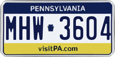 PA license plate MHW3604
