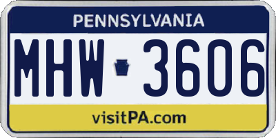 PA license plate MHW3606