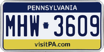 PA license plate MHW3609