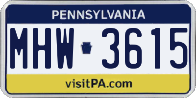 PA license plate MHW3615