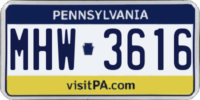 PA license plate MHW3616