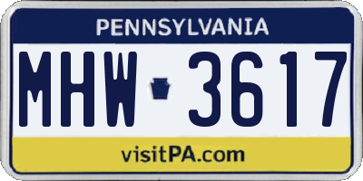 PA license plate MHW3617