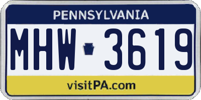 PA license plate MHW3619