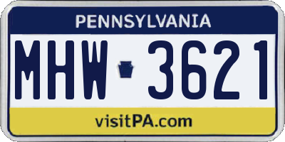 PA license plate MHW3621